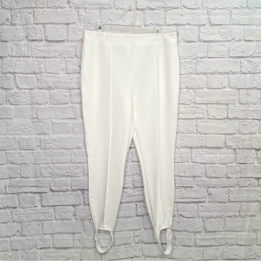 Soft Surroundings Womens Ponte Stirrup Pants Size L Leggings Solid White NWOT - Picture 2 of 8